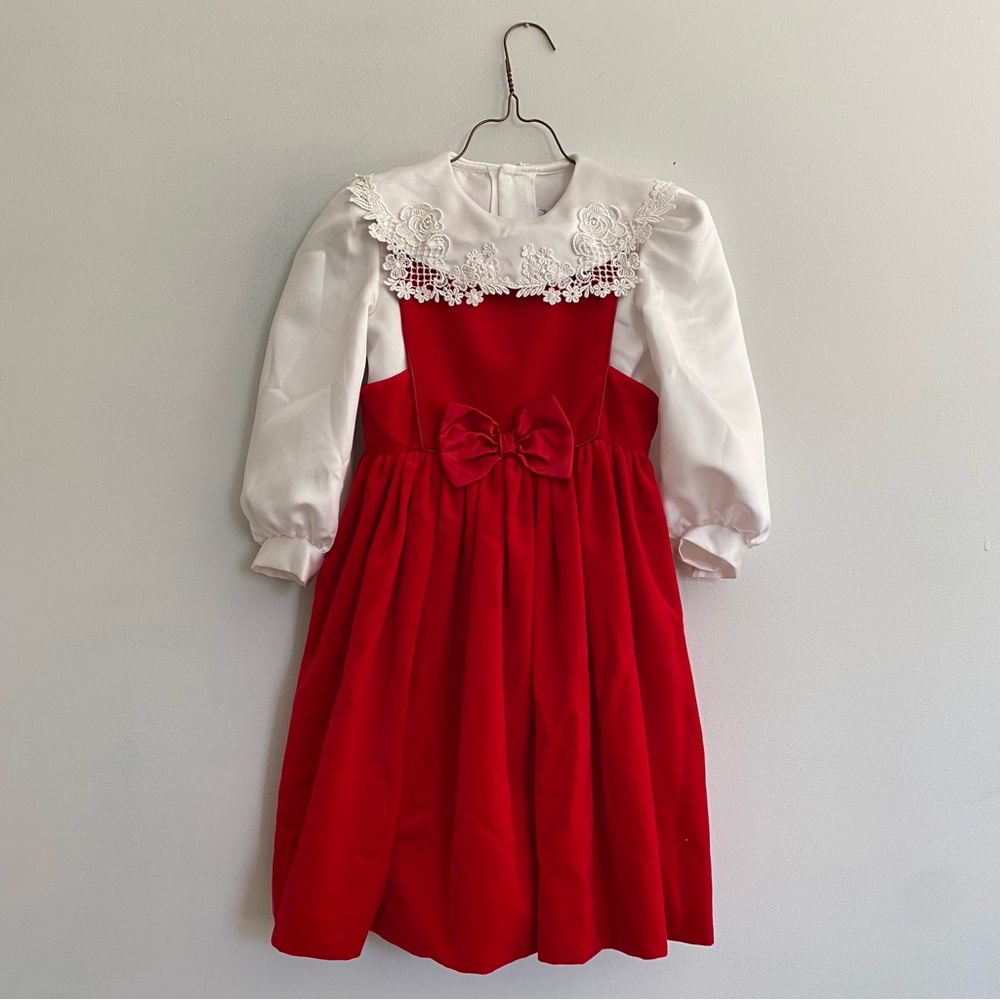 Ruby Red Velvet & Satin Bow Dress